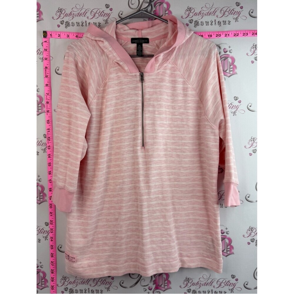 Lauren Ralph Lauren sweater hoodie Light Pink Half-Zip Hooded Pullover - Picture 13 of 14
